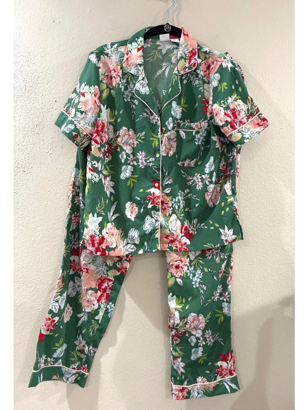 Cupcakes & Cashmere PJ Top & pants Set Floral Women's Sz S Button Short Sleeve